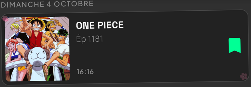 Le calendrier affiche aussi la date et l’heure des épisodes suivants.